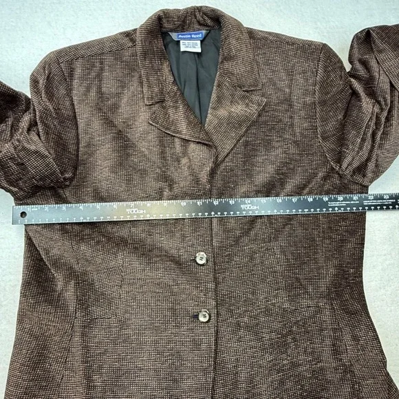 Austin Reed Women 16 Blazer Jacket Brown Textured Button Long Sleeve Size 16 - Picture 6 of 10